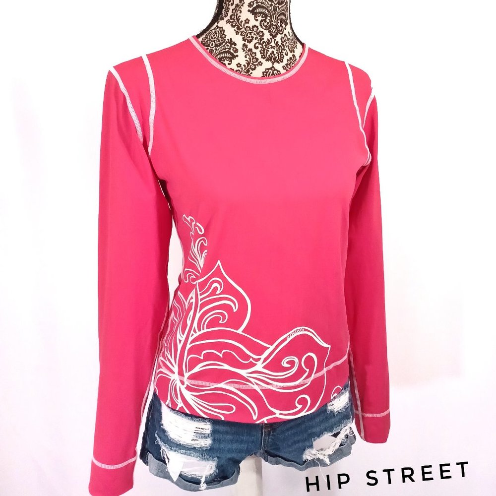 ATHLETA Floral Print LS Athletic Active Tee Shirt S